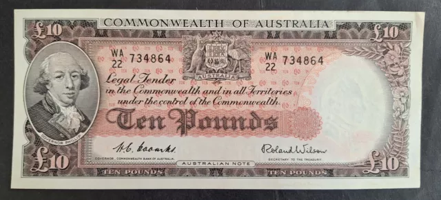 1954 Australia £10.00 Coombs Wilson Banknote Renniks R 62 VF+