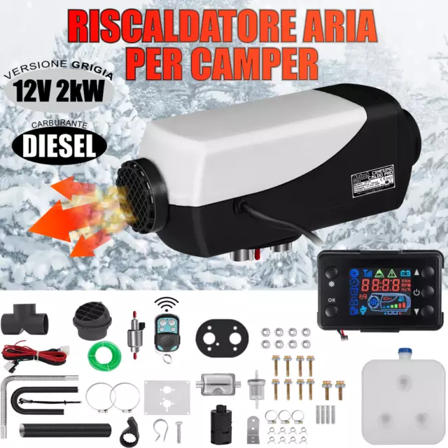 RISCALDATORE AD ARIA Diesel 12V 2 KW Camper LCD + Telecomando Cinebasto  Antech EUR 119,50 - PicClick IT
