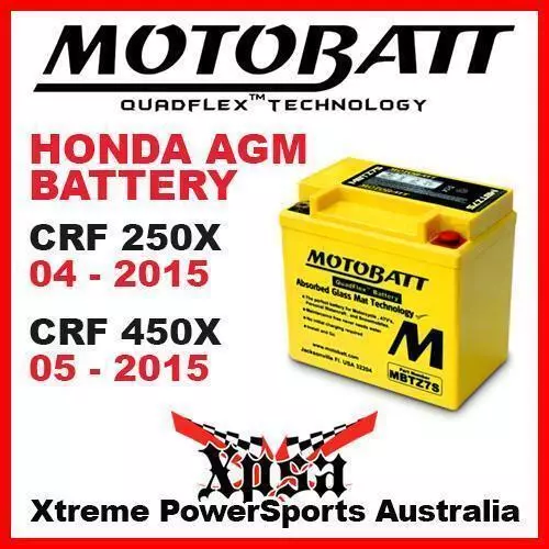 Motobatt Agm Quadflex Battery Honda Crf 250X 04-2015 Crf 450X 05-2015 Off Road