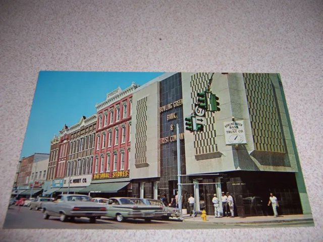 1960s MAIN STREET SCENE, BOWLING GREEN KY. VTG POSTCARD