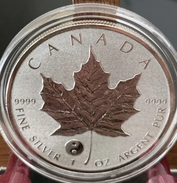 2016 Canada 1oz Silver Maple Leaf-Ying Yang Privy- Reverse Proof Coin In Capsule