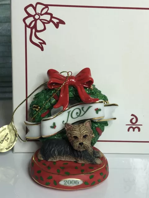 New In Box Danbury Mint 2006 Annual Yorkie Ornament Christmas Joy Yorkshire Terr