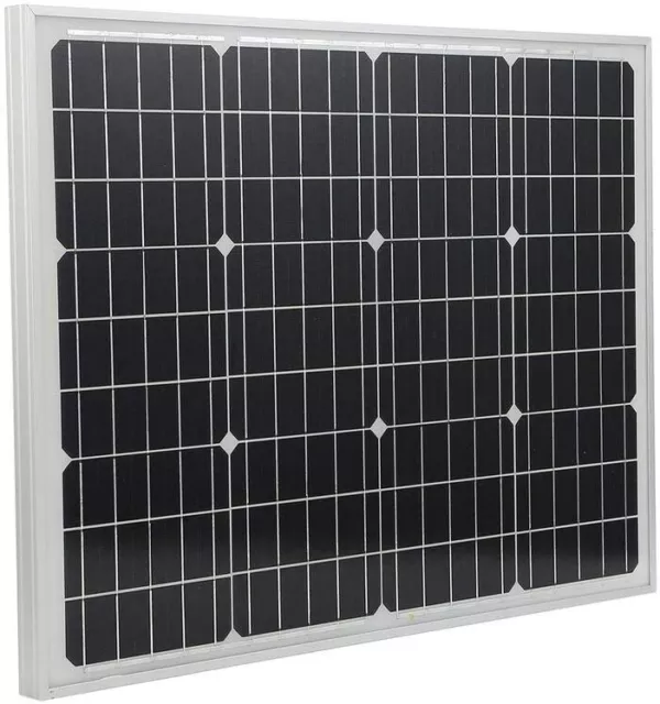 Pannello Solare Fotovoltaico Monocristallino Da 50W 21V Con Pinze A Coccodrillo