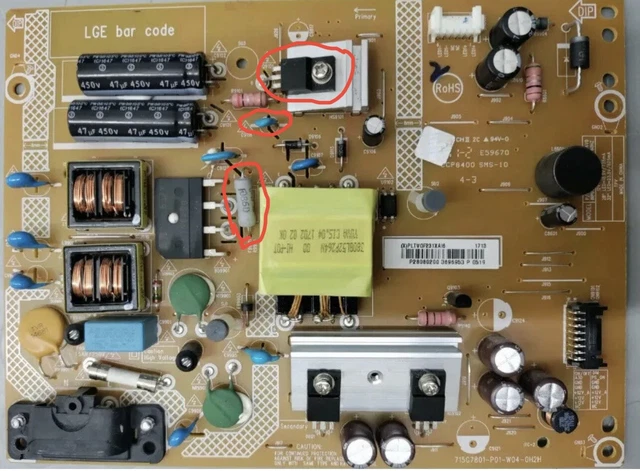 KIT RIPARAZIONE PSU TV LG 32LJ500V Mod. 715G7801 P01 W10 0H2S EUR 17,90   IT - Foto 5