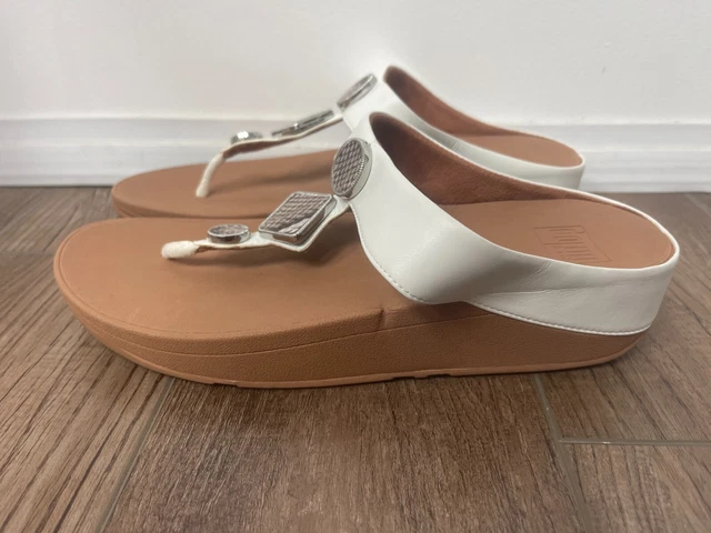 Women's Fitflop Leia Jeweled Toe Post Sandal Thong Casual Comfort Walking Sz 10