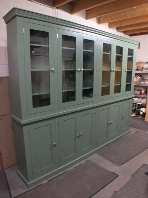 Buckingham Painted Large Glazed 6 Door Library Unit, F&B calke green, HAND MADE 3