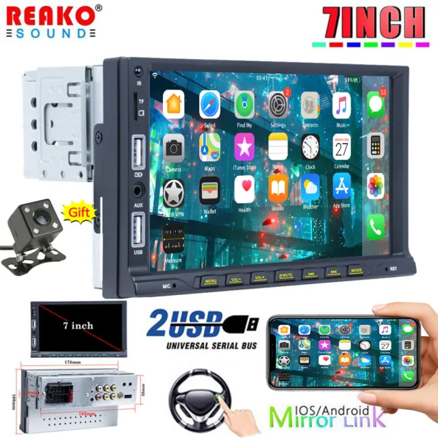 7" Single 1Din Car Radio Stereo Touch Screen Bluetooth FM MP5 Player 7027UP+Cam