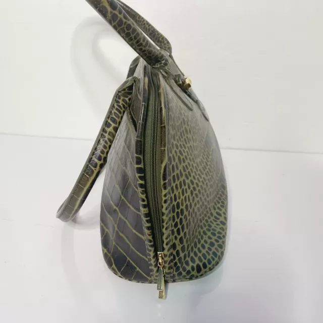 LONGCHAMP Roseau Green Croc Embossed Shoulder Bag With Dust Cover 4