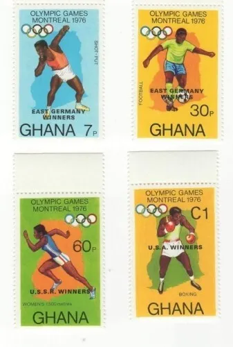 Ghana 1977 - Montreal Olympics Winners OVPT - 3 Sheets - Scott #606-9 MNH