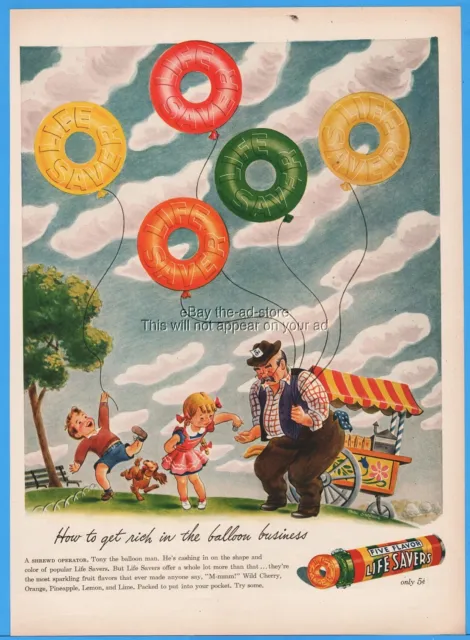 1944 Life Savers Candy Tony the Balloon Man Mac Shepard Art Business Ad