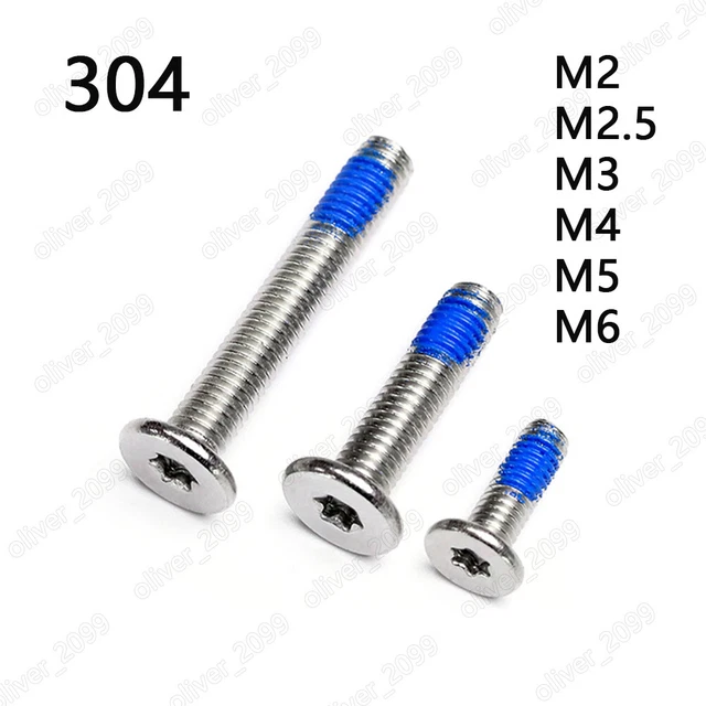 304 Stainless Steel Torx Socket Utrathin Flat Head With Blue Patch Lock Screws
