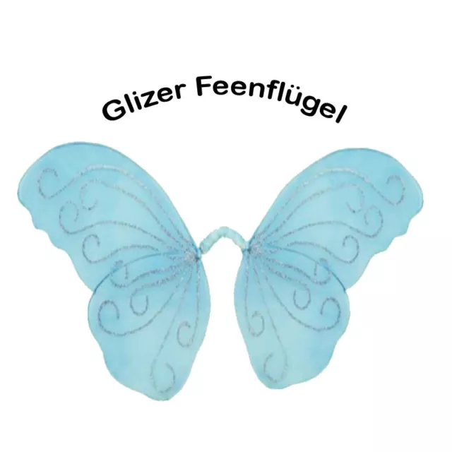 GLITZER FEENFLÜGEL XL für Kostüm Elfe Fee Schmetterling 8216 Set1 Hellblau