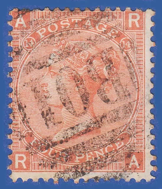 GB QV 1873 4d  DULL VERMILION PLATE 14 RA SG93 GU ALEXANDRIA BO1