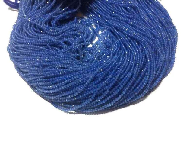 13" Perles de rondelle à facettes en calcédoine bleue, pierre précieuse en...