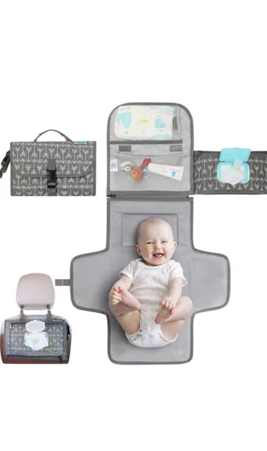 Kopi Baby Portable Diaper Changing Pad Carrying Case, Gray, Water Resistant, NIP