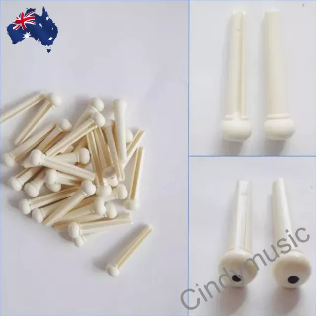 PARTS 6 X Bridge Pins White with Black Dot Acoustic Guitar Set NEW 2