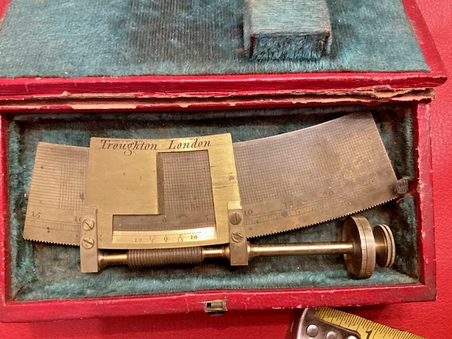 Antique Slide Rule Troughton London Ultra Rare Vintage Unusual Micrometer Action
