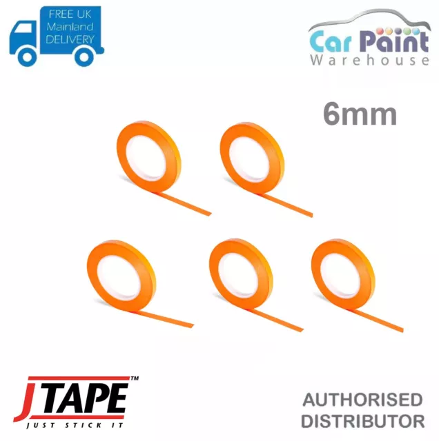 5 x Rolls J Tape Fine Line Orange Masking Detailing Heat Resistant 6mm x 55M