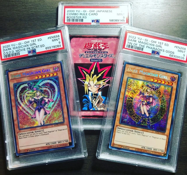 Yugioh Dark Magician Girl (2) Prismatic Secret & Movie Promo + Rule Card PSA 9