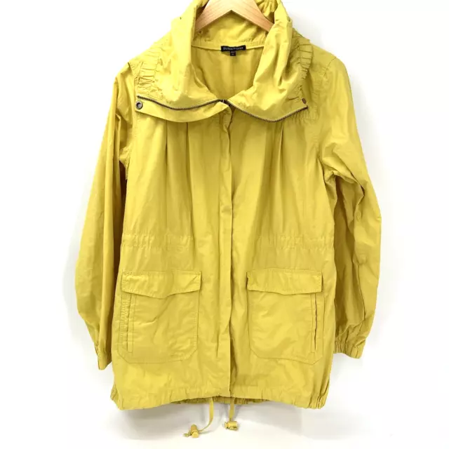Eileen Fisher Anorak Jacket Rain Coat Full Zip High Collar Yellow Womens Medium