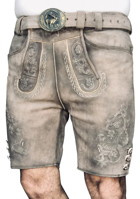 Pantaloni in pelle di cervo uomo tradizionali pantaloni in pelle marrone antico con cintura tradizionale taglia 56