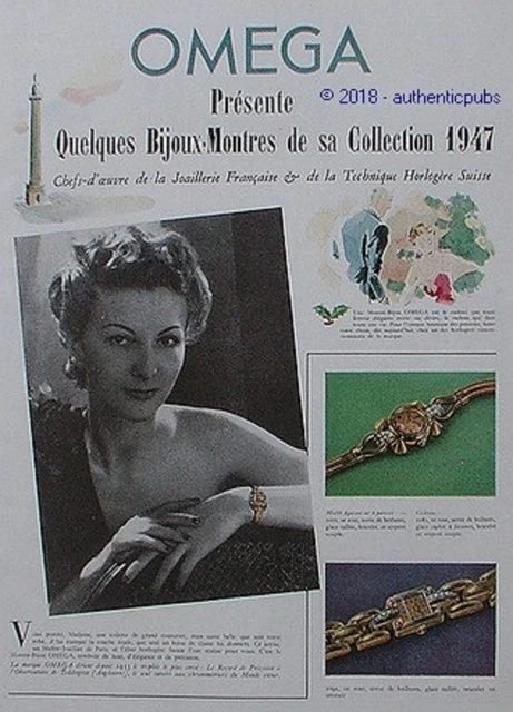 Publicite Omega La Montre Bijou Bracelet Or Serpent De 1946 French Ad Pub Rare