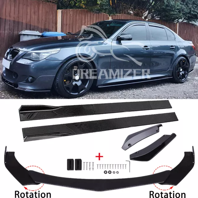 Gloss Front Bumper Splitter Lip + Side Skirt + Rear Spats For 5 Series E60 E61