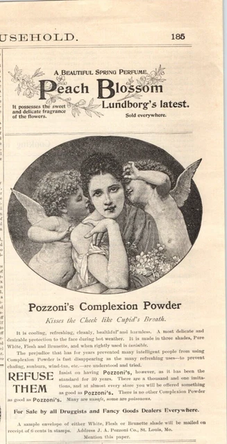 1894 Print Ad Pozzoni's Complexion Powder Kisses The Cheek Safe & Not Poisonous!