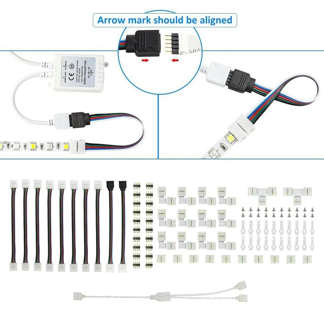 Connecteurs LED Uxcell 10mm 3P - Pour Bandes 5050/3528 RGB - Lot De 10