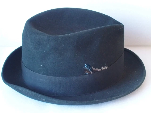 Chapeau Homme Ancien En Feutre De Poil Modèle Everest Par Lizet Paris - Taille 57/5 - Gris Foncé