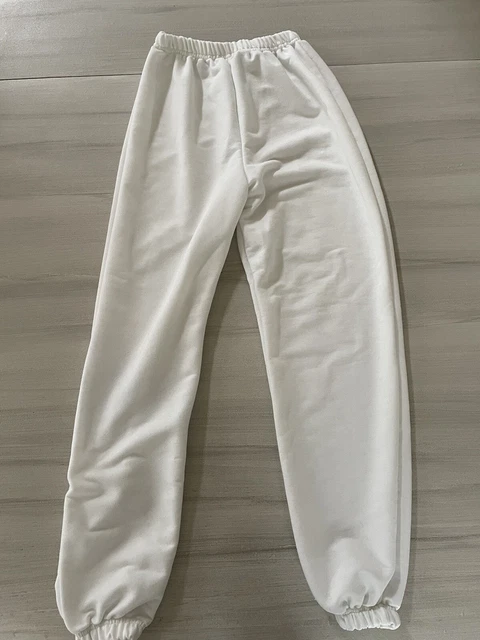 White basic cuffed hem jogger sale