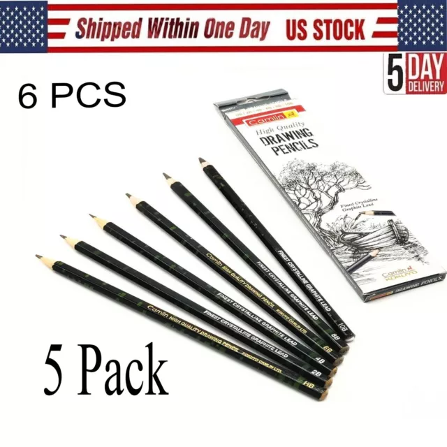 Artist Sketching 5 pack - Professional 6 Pcs Drawing Pencils HB,2B,4B,6B, 8B,10B