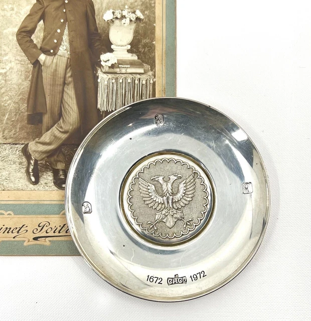 958 BRITANNIA STANDARD silver LONDON 1972, double headed eagle, coin dish