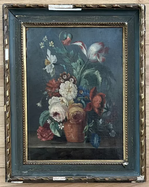 Original Antique DUTCH Still Life Painting Bouquet of Flowers 19th Century