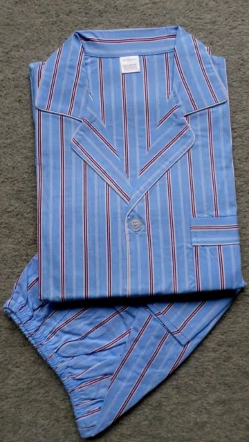 Herren Schlafanzug kurz Shorty Knöpfe Eingriff gewebt Baumwolle Gr.60 NEU (2)