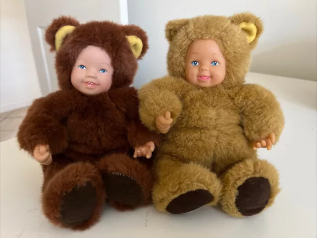 Vintage 1997 Anne Geddes Baby Bears 20cm Tall Bundle Of 2 Collectable
