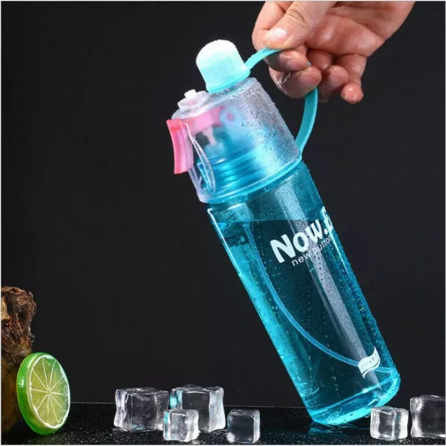 600ML Sports Straw Travel Drinking Bottle Water Bottle Mist Spray Drinking Cup