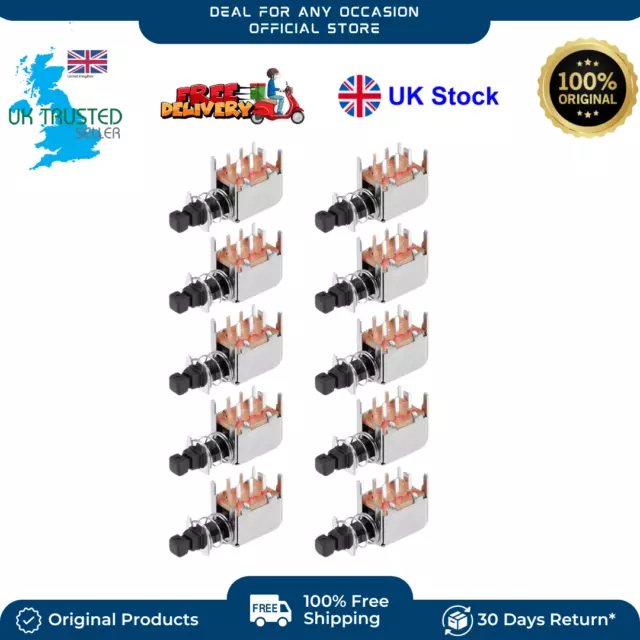 Push Button Miniature Switch DPDT 6 Pin 1 Position Self-Locking Black 10pcs