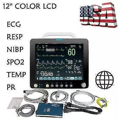 12inch Patient Monitor SpO2 PR NIBP ECG TEMP RESPIRATORY USA