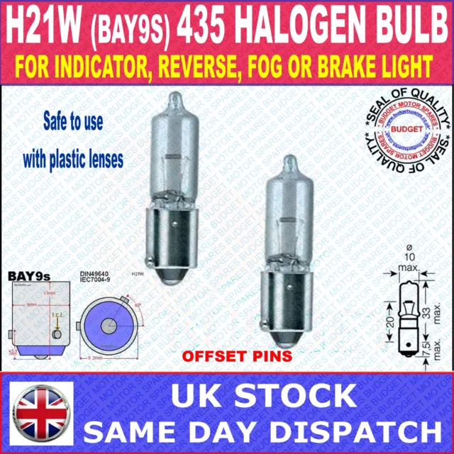 H21W Halogen Brake Indicator Fog Car Bulb 435 12v 21w BAY9S