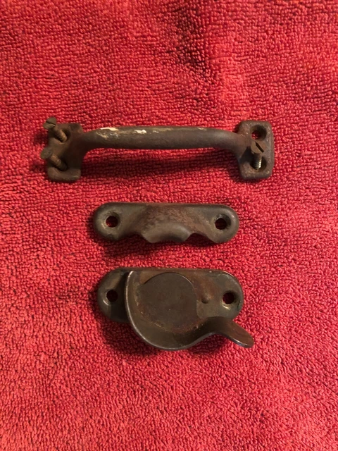 Vintage Set Window Sash Lock Hardware & Handle Screws