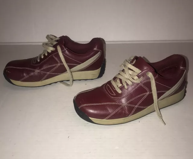 Vtg Y2K Red Leather Wanted Square Toe Bowling Style Sneakers Shoes Sz 8
