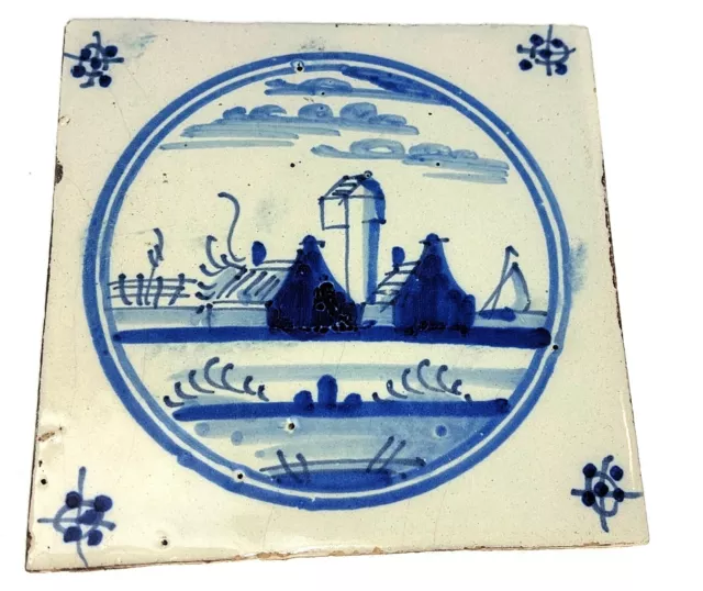 Antike Fliese, Delft, Dutch-Tile, Kachel, Landschaft