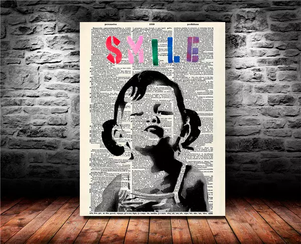 Stretched Prints On Canvas Banksy Girl Smile Urban Decor Art Framed Home 3