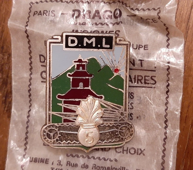 Insigne Émaillé 5° REI - Carte Indochine - Légion Étrangère - Retirage AB - Badge FFL