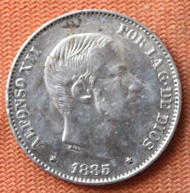 1885 Silver Spanish Philippines 50 Centimos De Peso ALFONSO XII, World Coin