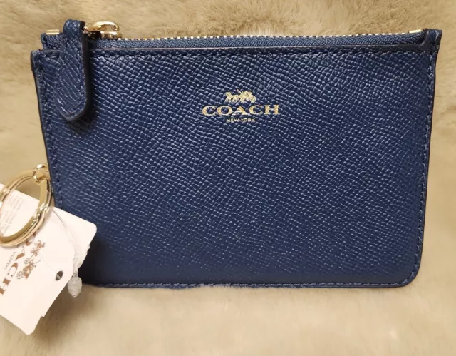 COACH Signature Gusset Key Pouch Wallet in Khaki Blush F63923 NWT