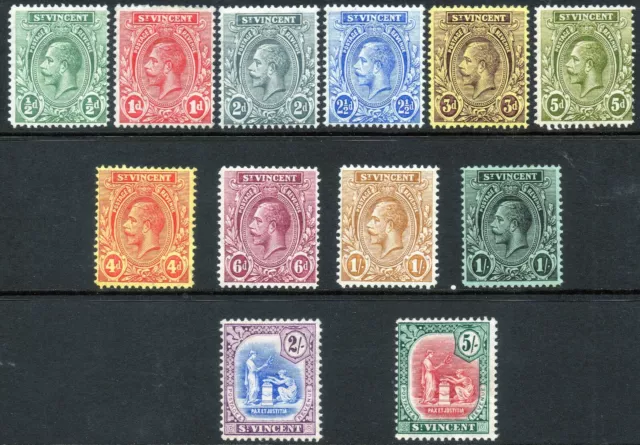 St Vincent 1921 KGV set of mint stamps value to 5 shillings  LMM