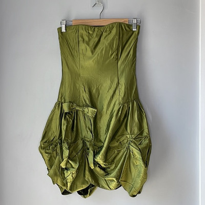 Vintage Jessica McClintock 80s Strapless Ruched Bubble Hem Mini Dress