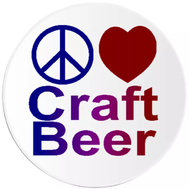 Peace Love Craft Beer - 100 Pack Circle Stickers 3 Inch